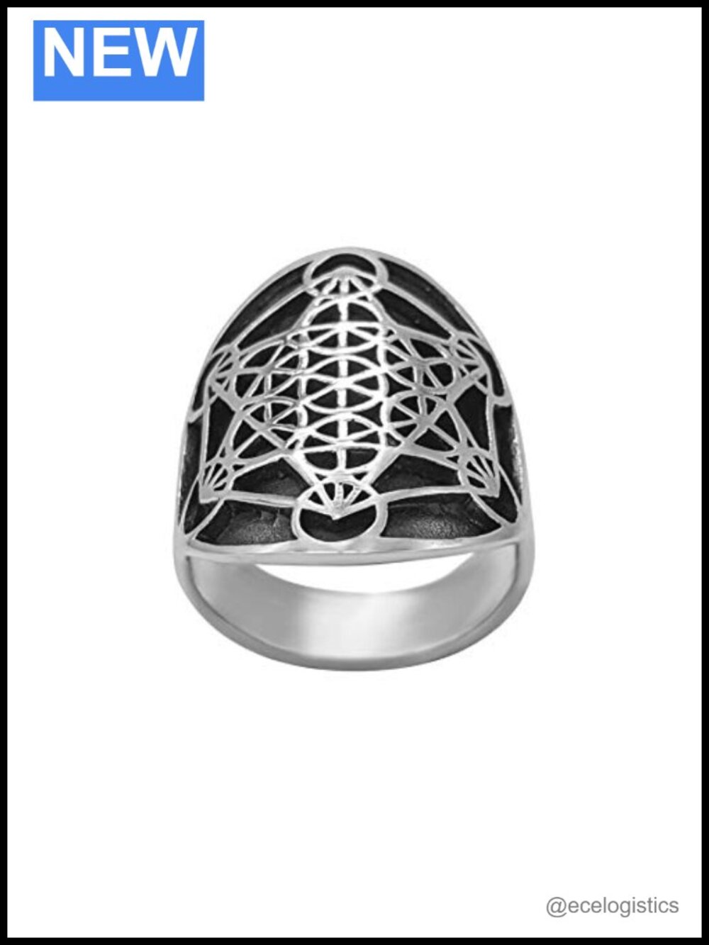 925 Sterling Silver Metatron's Cube Ring
